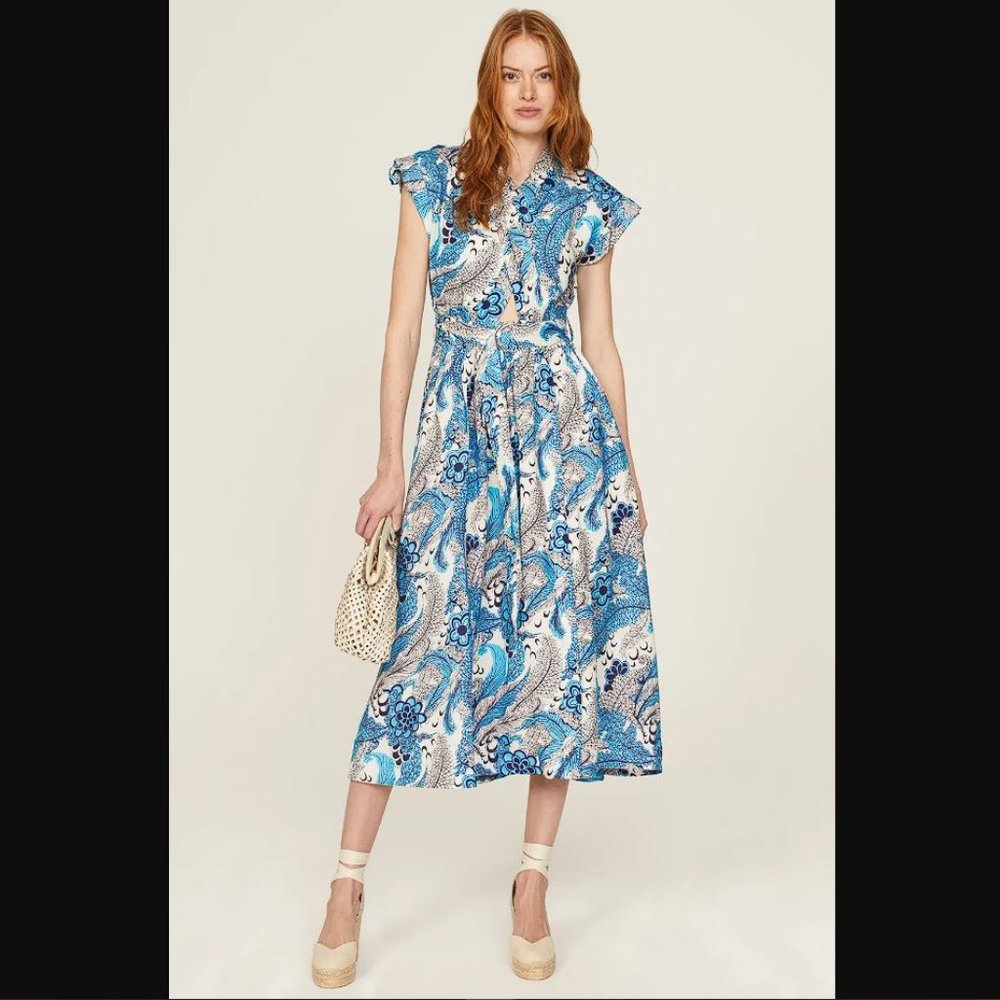 DEREK LAM Women's Blue Swirl Halter Dress Size 42 (US 6)